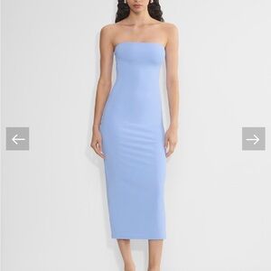 Elegant Blue Strapless Dress